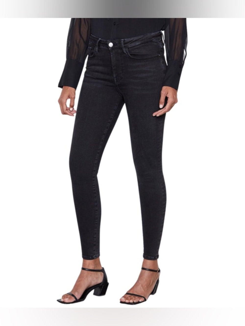 Frame “Le One Skinny” Mid Rise Ankle Length Black Jeans Size 1